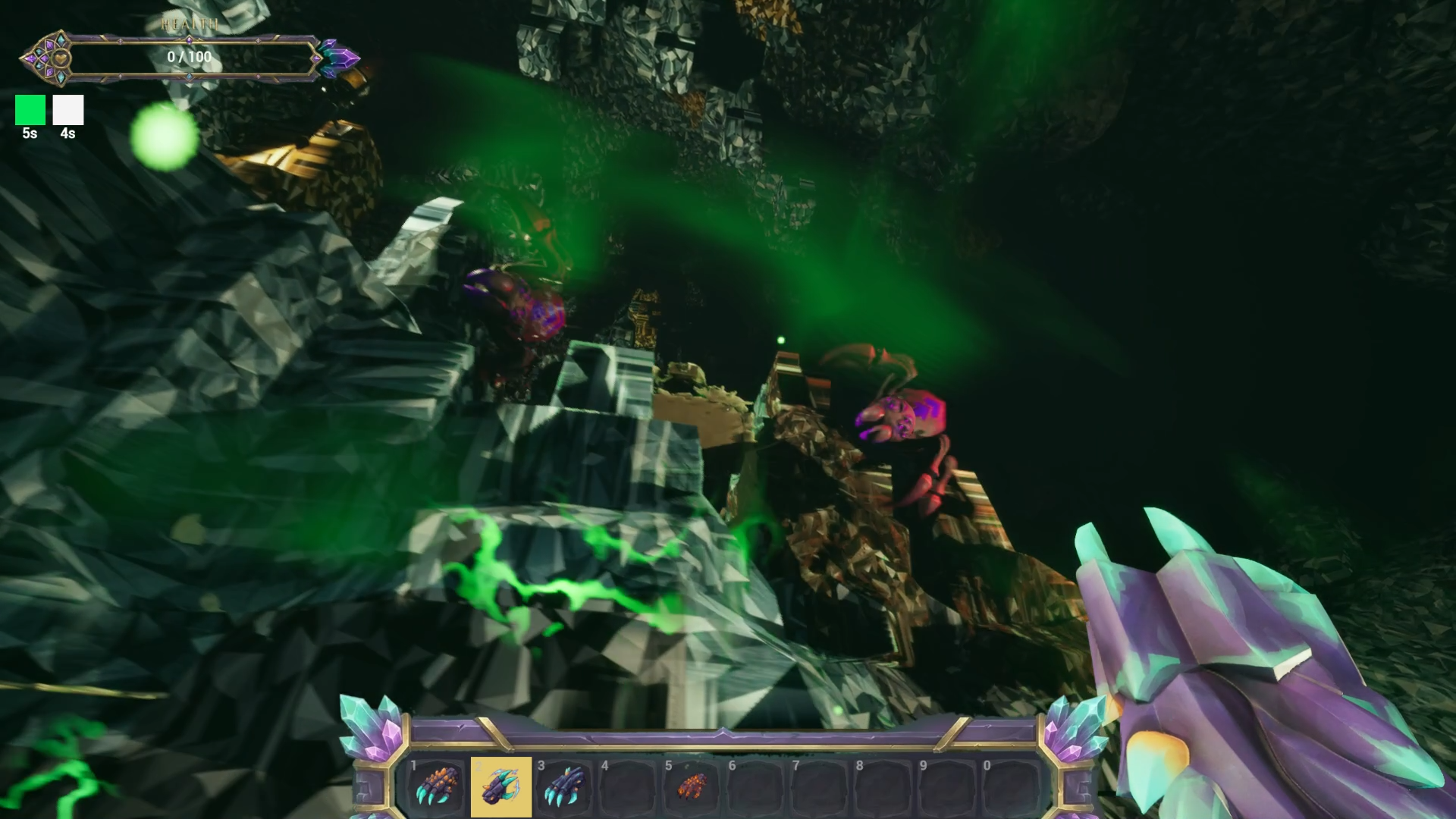 Combat encounter with poison clouds in a dark cavern